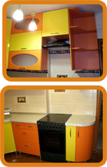жёлто-оранжевая МДФ кухня