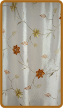 ткань для штор имитация шелка с вышивкой с оранжевыми и желтыми цветками