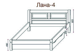 Ліжко дерев'яне "Лана-4" (без шухляд)