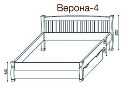 Ліжко дерев'яне "Верона-4" (без шухляд)